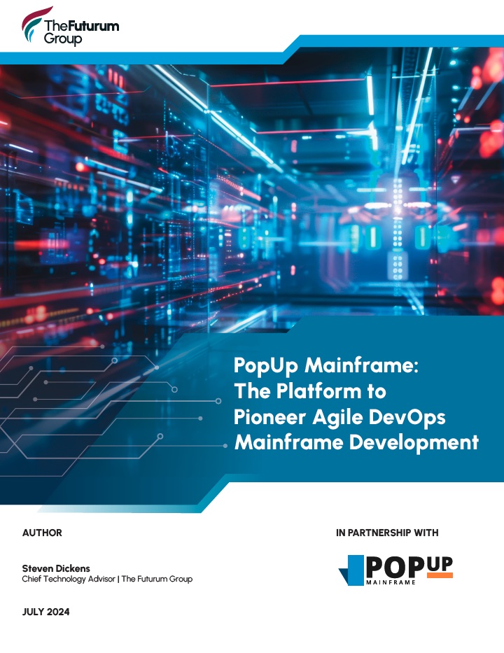 Image of front cover of PDF document - Research Brief with Futurum and PopUp Mainframe