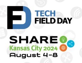 Tech Field Day logo with text: SHARE Kansas City 2024, August 4-8